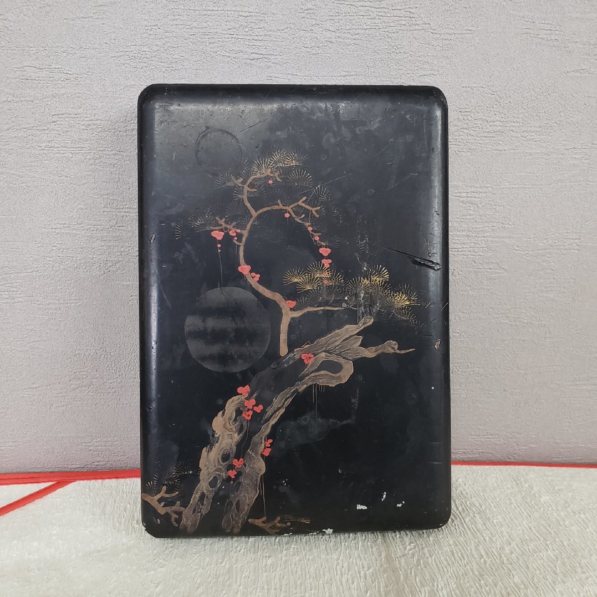 完璧 豪華絢爛 蒔絵文箱 金螺鈿蒔絵 梨地 箱付 旧家蔵出 源氏絵文 硯箱、文箱