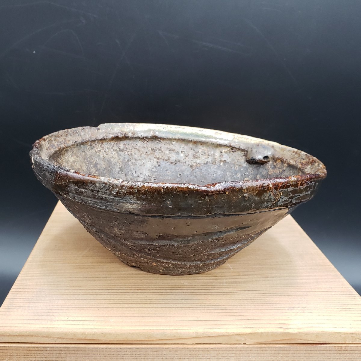 茶碗 φ19.5cm H8cm 800g 鉢 器 陶芸 工芸品 茶道具 古道具 古民具