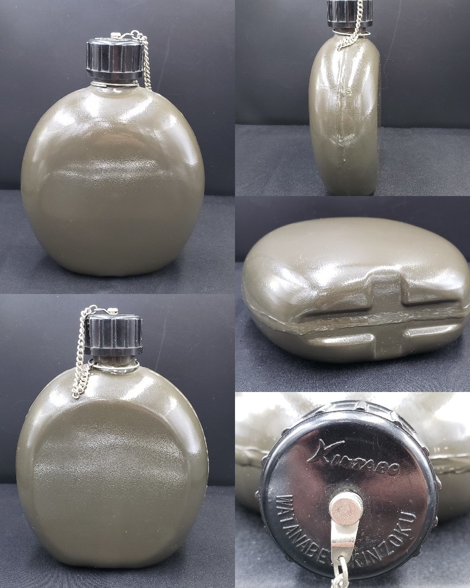  Showa Retro . flask 2 piece set Watanabe metal gold Taro seal Fuji maru seal aluminium flask that time thing mountain climbing flask camp outdoor goods pitcher [80t2614]
