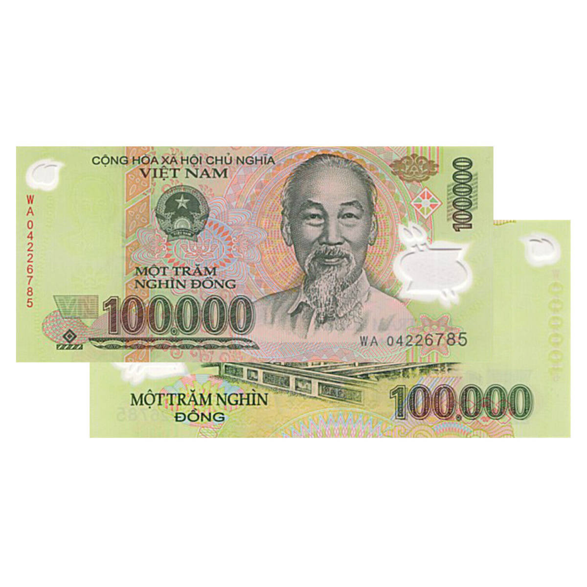 鑑定書付き】ベトナム 100,000ドン 5枚 ベトナムドン ドン紙幣 ドン