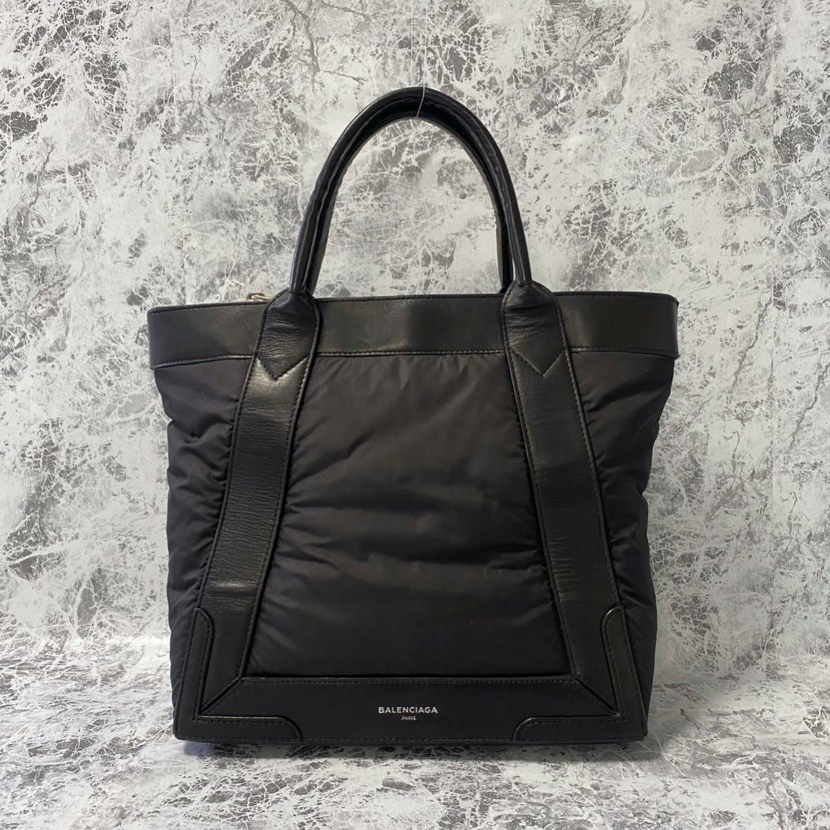 BALENCIAGA バレンシアガ トートバッグ ナイロンレザー ネイビーカバス