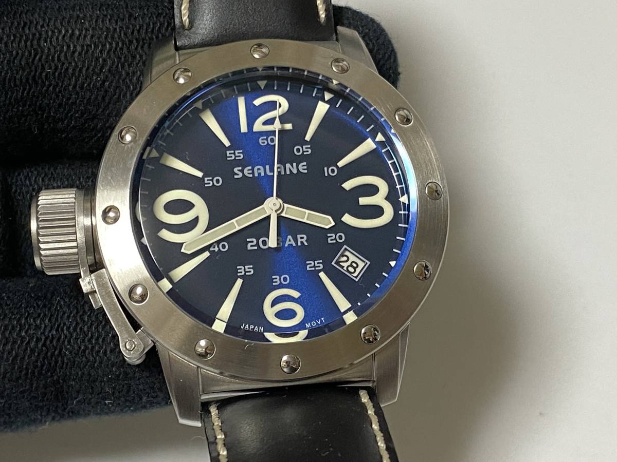 シーレーン SEALANE 腕時計 SE32-LBL 革ベルト 展示未使用品　電池交換済