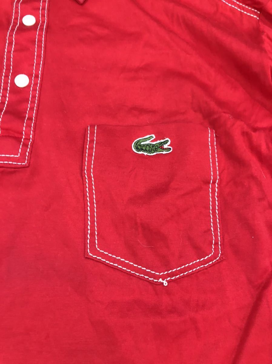 ラコステ LACOSTE 半袖ポロシャツ レッド サイズ5 ステッチ ワンポケット_画像2