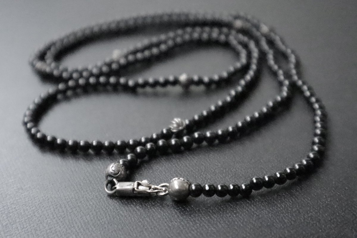 CHROME HEARTS ◆ クロスボール ネックレス 黒 (付属品あり) ビーズ ロング ペンダント アクセサアリー クロムハーツ ◆467/KC-1_画像1