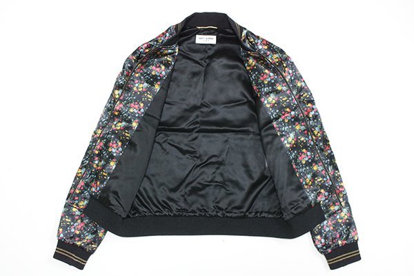 * прекрасный товар SAINT LAURENT PARIS * цветочный принт блузон чёрный размер 36 атлас жакет куртка Liberty принт солнечный rolan *XE13