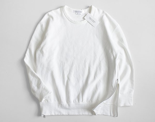 COMME des GARCONS COMME des GARCONS * side Zip sweat white S ( lowering . attaching ) reverse side wool sweatshirt Comme des Garcons com com *WX2