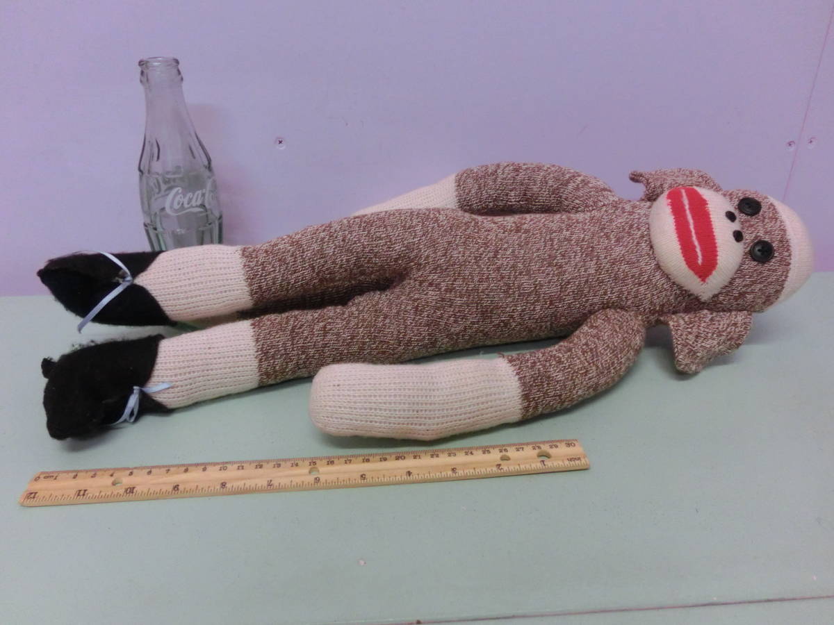 ソックモンキー◆ビンテージ ぬいぐるみ 人形 52cm ハンドメイド◆Sock Monkey Doll stuffed animal Vintage 猿 レトロ ソックスモンキー_画像5