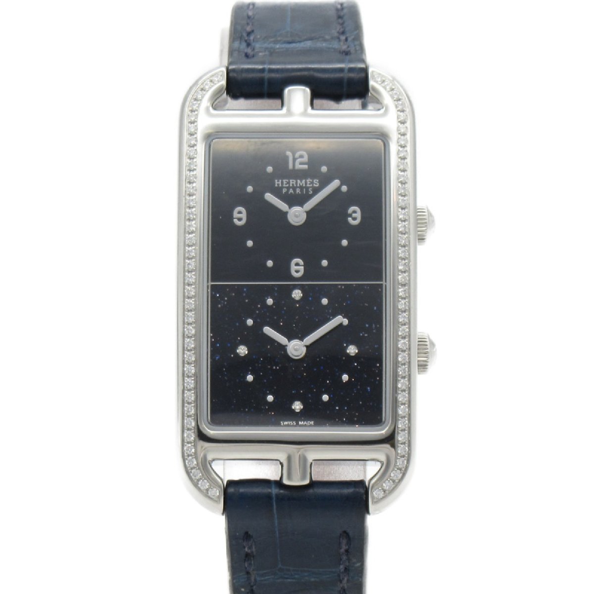 HERMES エルメス 腕時計 ナンタケットデュ ベゼルダイヤモンド 腕時計 ウォッチ ブルー系 ステンレススチール  レディース
