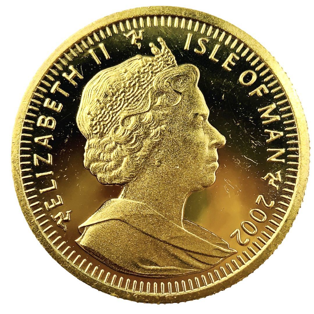 マン島金貨 エリザベス女王 猫 1/10オンス 2002年 3.1g K24 純金 イエローゴールド コレクション Gold_画像2