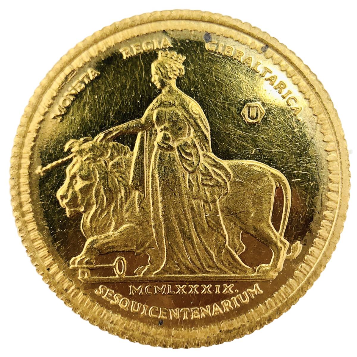  ウナとライオン金貨 ジブラルタル イエローゴールド 22金 1989年 4g コレクション アンティークコイン_画像1