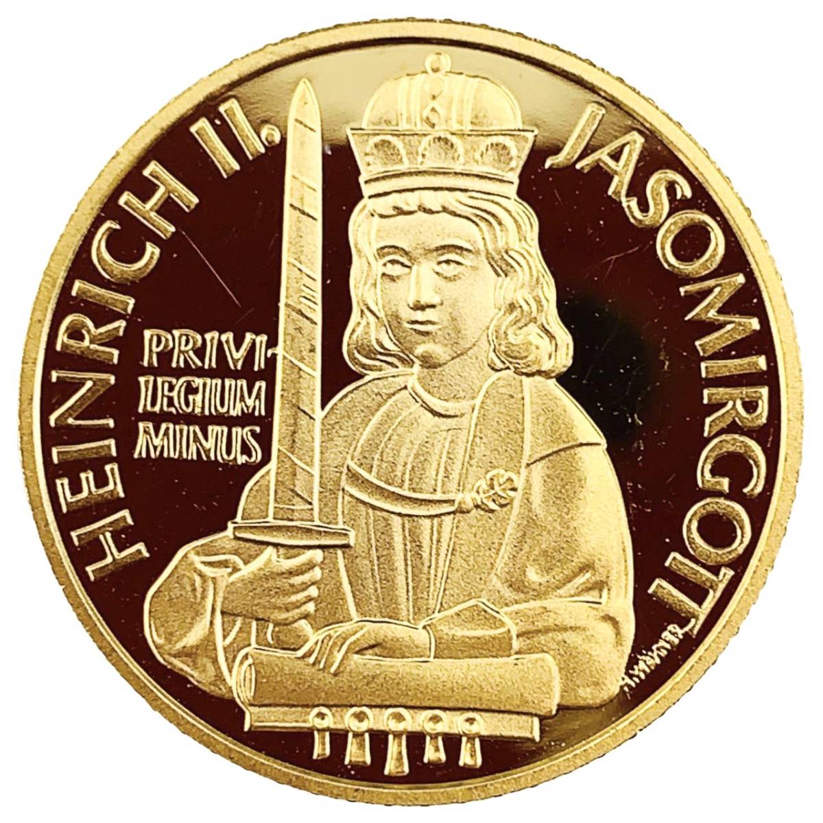  ハインリヒ2世記念金貨 オーストリア 1996年 8.1g 23金 音楽 楽器 コイン イエローゴールド コレクション Gold_画像1