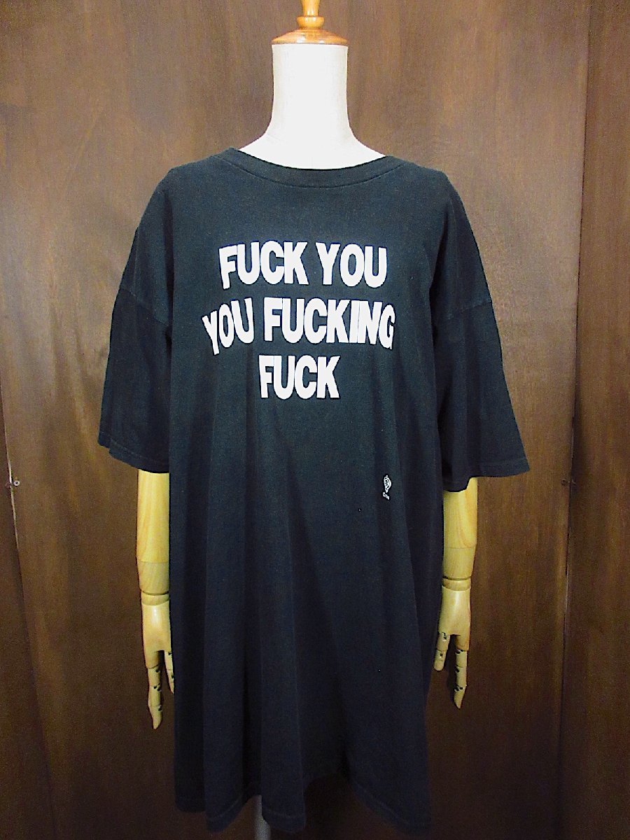 ビンテージ90's●FUCK YOU YOU FUCKING FUCK半袖Tシャツ黒size XXL●230409m2-m-tsh-otメッセージメンズ古着