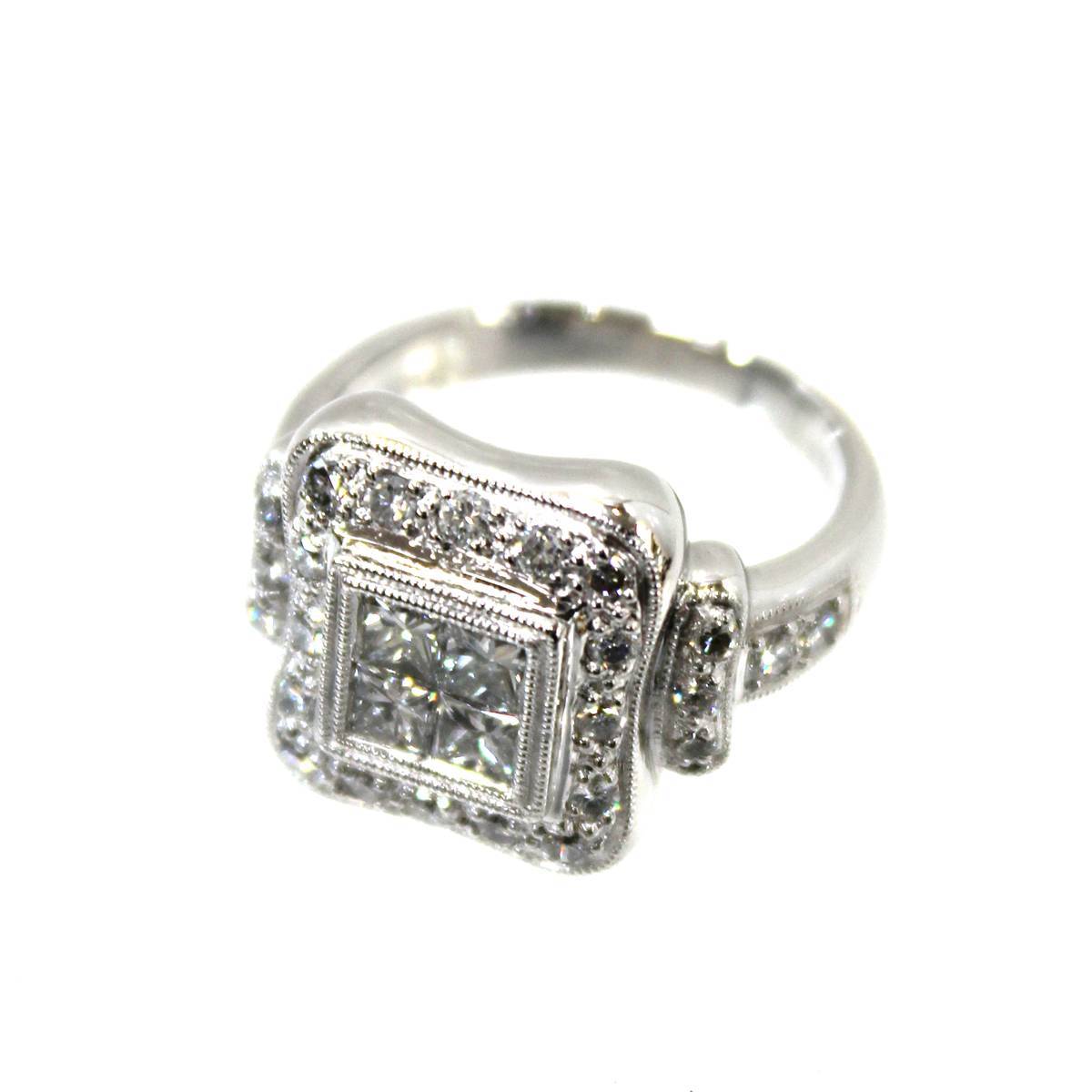 Pt900/プラチナ ダイヤリング D計1.00ct 9号 重量 10g HO 磨き仕上げ品