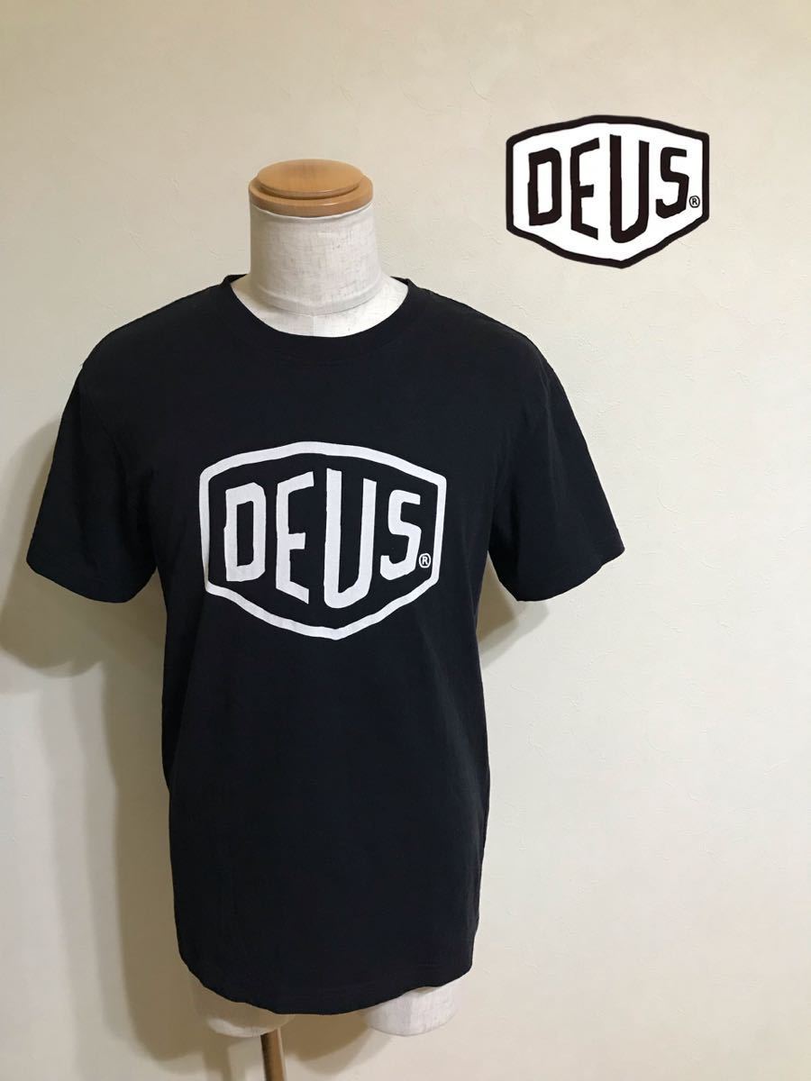 DEUS デウス エクス マキナ ビッグロゴ クルーネック Tシャツ トップス アメカジ サイズS 半袖 黒 DMW41808E_画像1