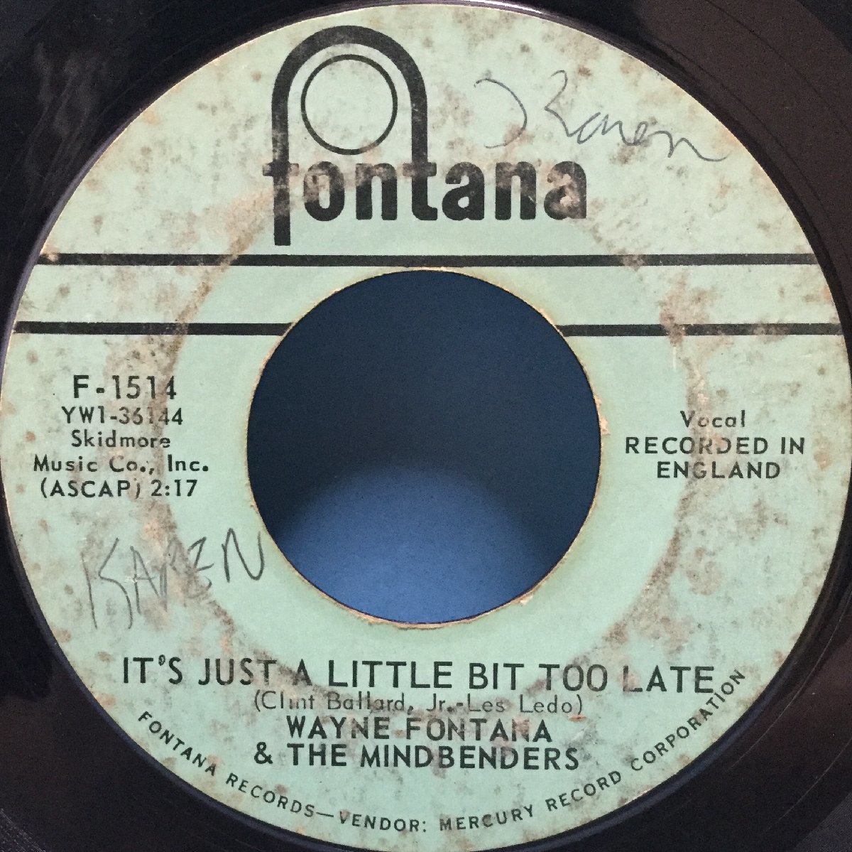 EP 洋楽 Wayne Fontana & The Mindbenders / It's Just A Little Bit Too Late 英盤_画像2