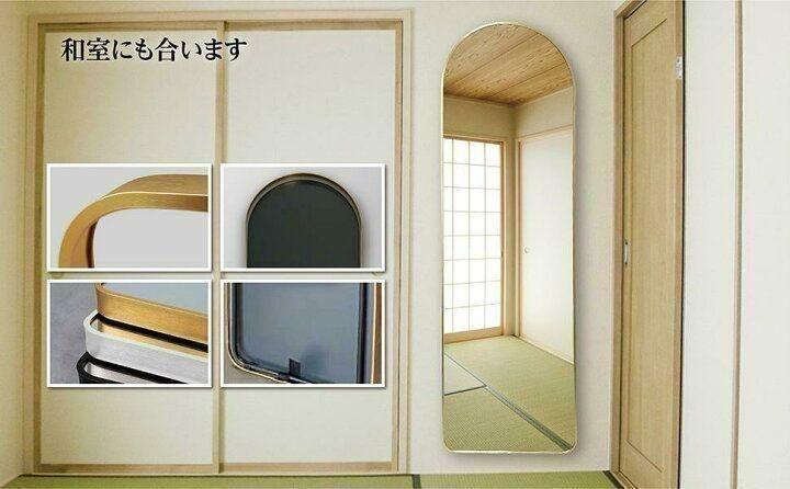 スタンドミラー 鏡 全身 鏡 壁掛け 姿見鏡 全身鏡 アーチ形 大型 金
