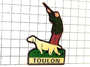  значок *. собака ... охота охота * Франция ограничение булавка z* редкость . Vintage было использовано булавка bachi