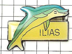 ピンバッジ・水色のイルカ海豚ドルフィン魚◆フランス限定ピンズ◆レアなヴィンテージものピンバッチ_画像1