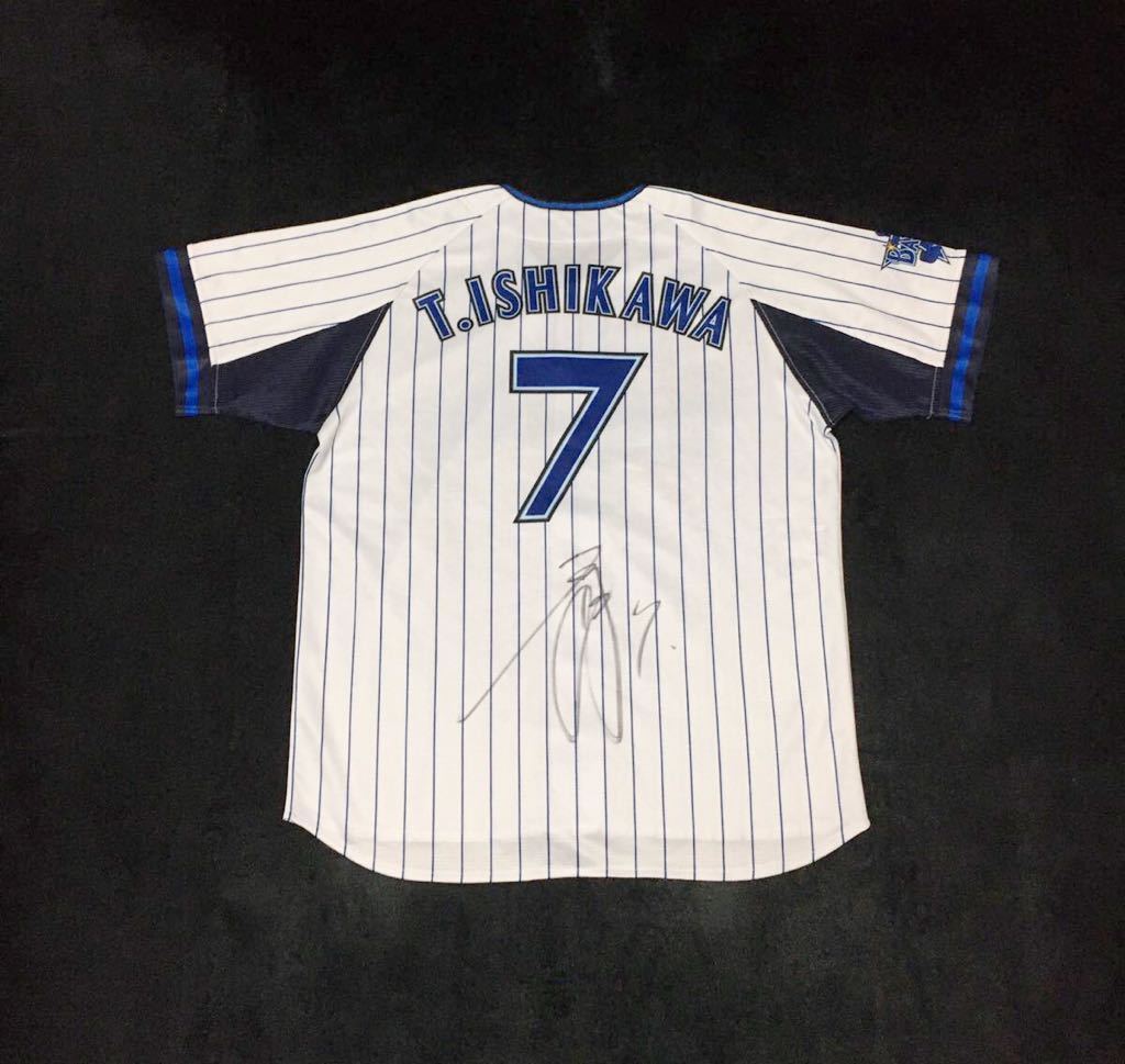 人気ブランドバ40代 ホーム 横浜DeNAベイスターズ レプリカ 石川雄 #7 ユニフォーム 実使用、サイン入り