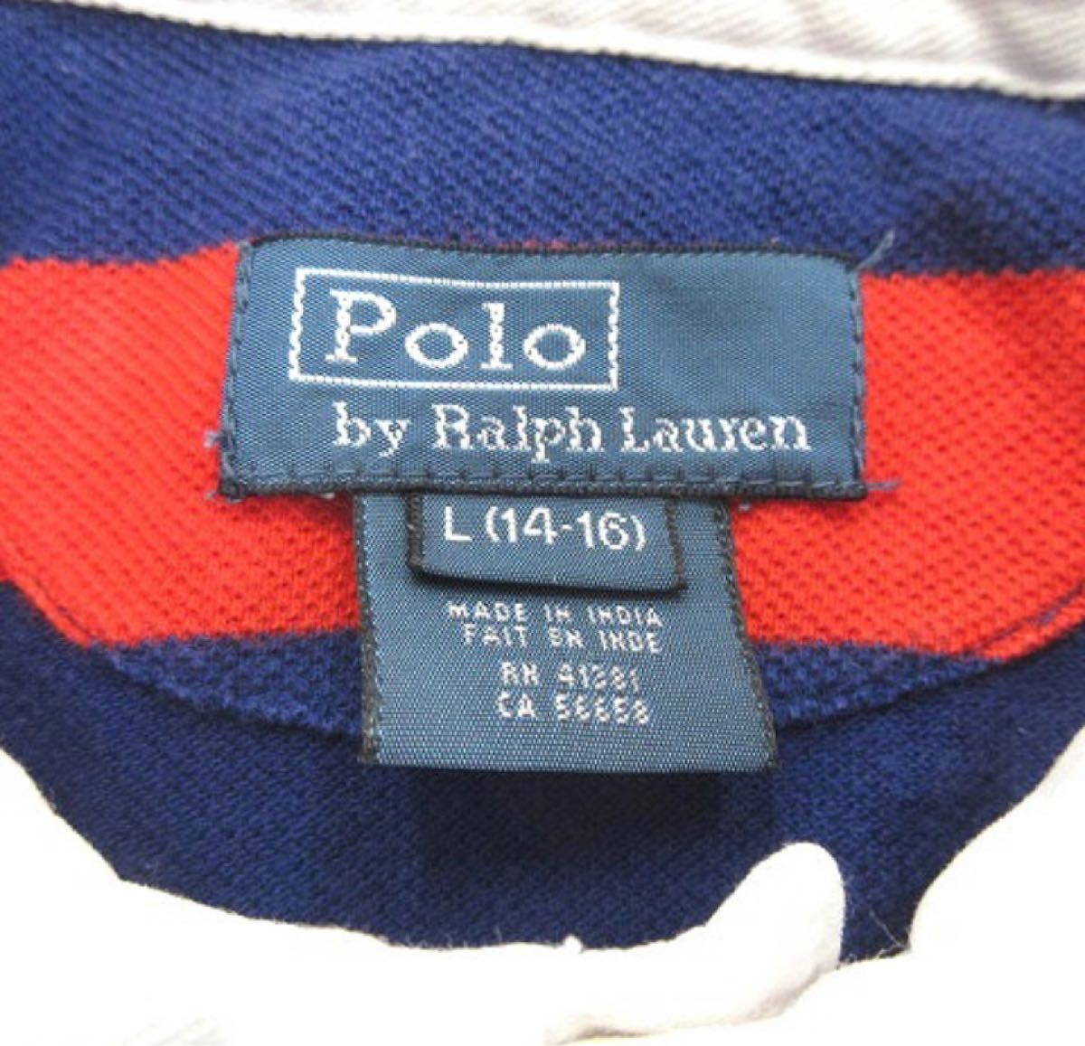 ポロ バイ ラルフローレン Polo by Ralph Lauren ボーダー ラガー ポロシャツ カットソー ロゴ 半袖 L 