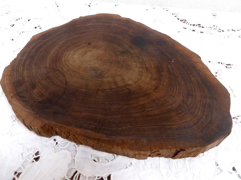 ☆BM)木製 飾り台(0320-①)天然木 34.5×27.5㎝/2.45kg レトロ