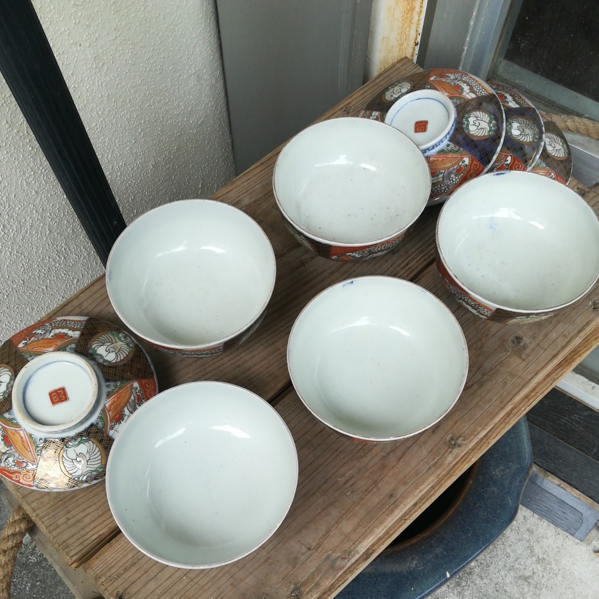 骨董 伊万里 蓋茶碗 色絵 染錦 器 陶器 アンティーク 煮物 5つ〜 伊万里染錦色絵蓋茶碗骨董アンティーク5客和食器|跨買TOKUKAI