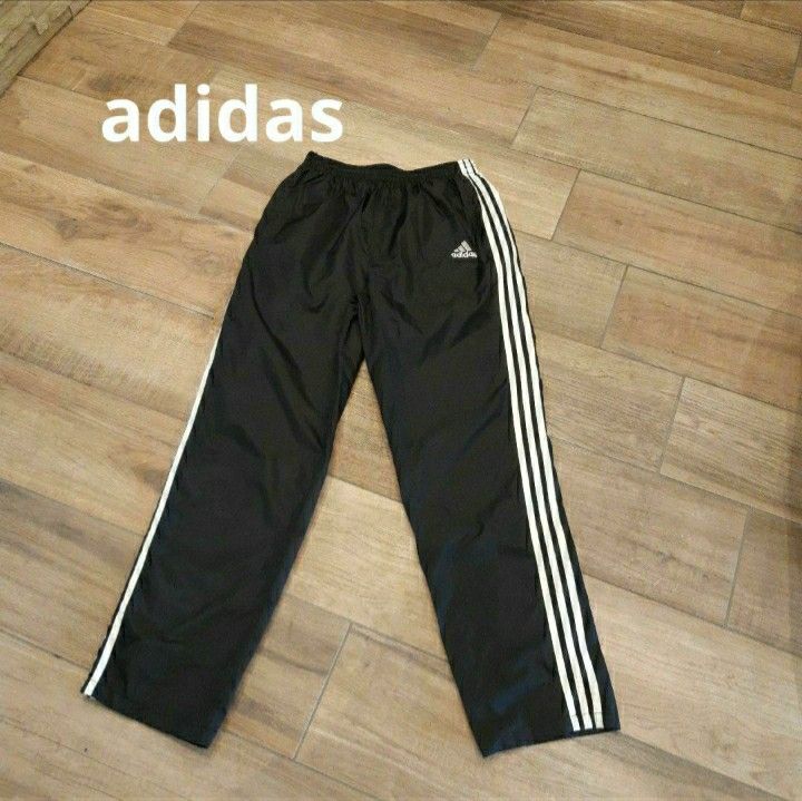 新品】レア 90s adidas トラックナイロンパンツ ブラック 万国旗タグ