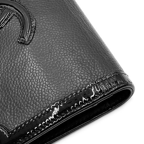 シャネル 財布 CHANEL エナメルxキャビアスキン ココマーク 二つ折り