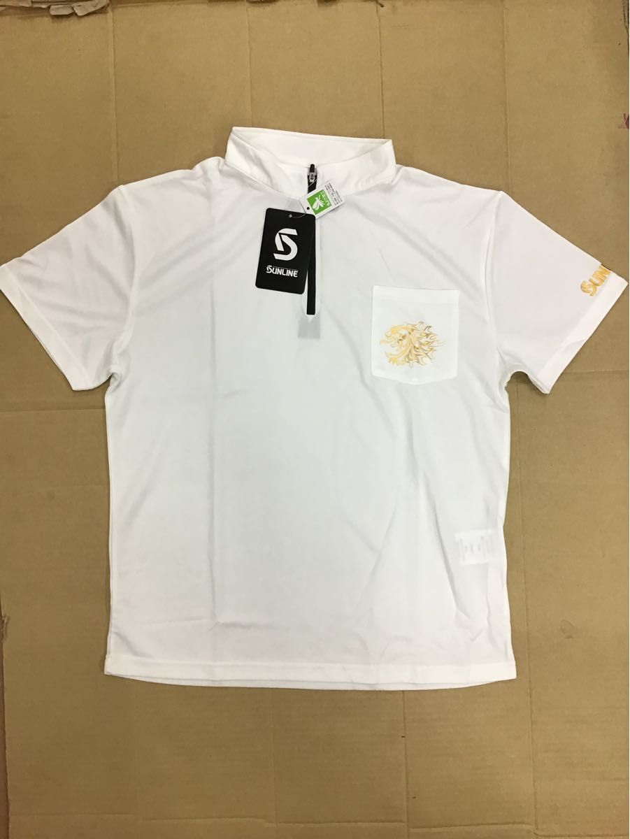 サンライン 獅子ジップシャツ(半袖) SUW-04204CW ホワイトMサイズ
