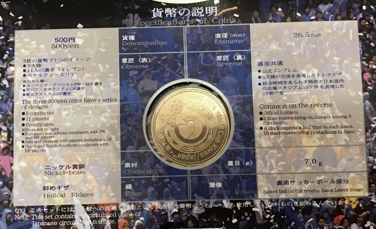 05-30:2002FIFAワールドカップ500円ニッケル黄銅貨幣3種セット 平成14年 記念貨貨幣セット Commemorative Mint Set ミントセット_画像5