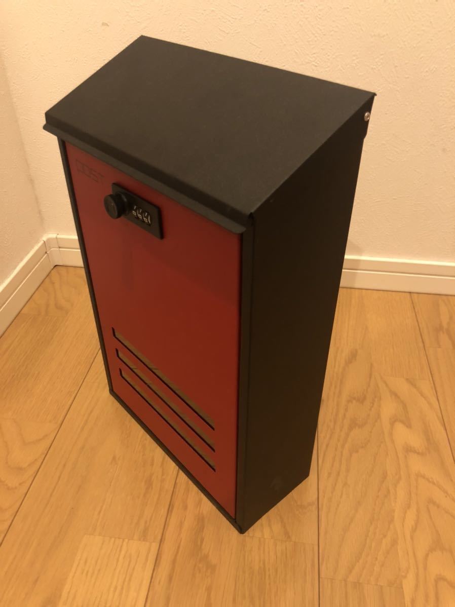 ポスト レッド ブラック メールボックス 新聞受け POST BOX RED BLACK 宅配 レター 手紙_画像2