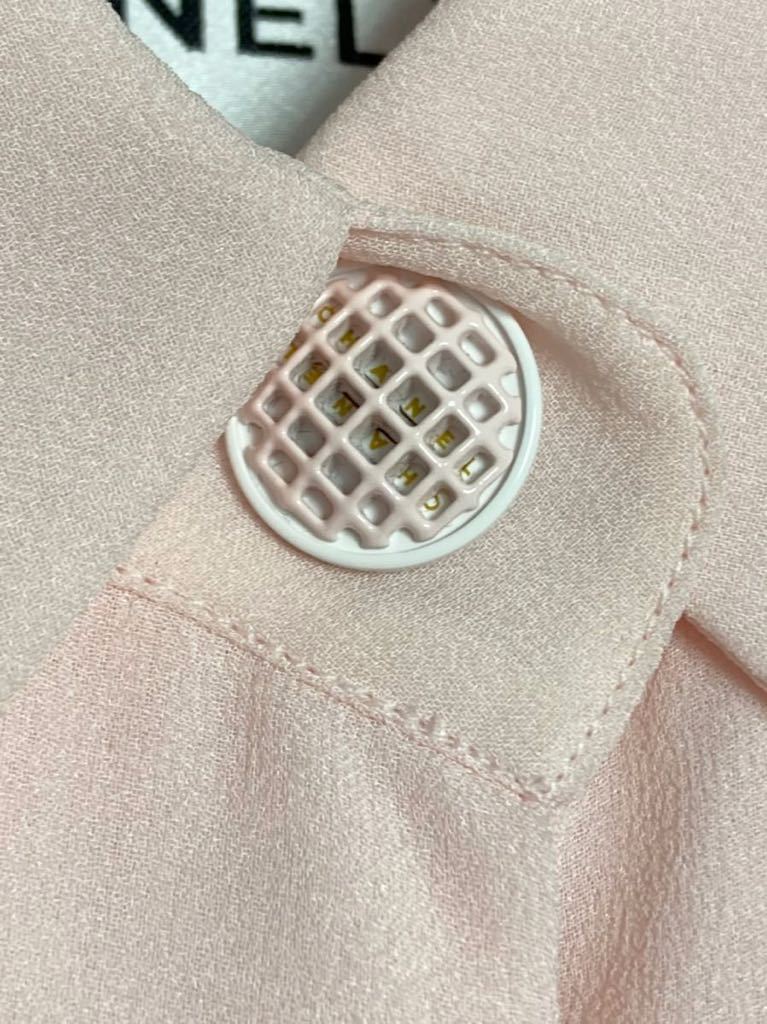 CHANEL シャネル ロゴボタン リボン シルク ウール 切り替え