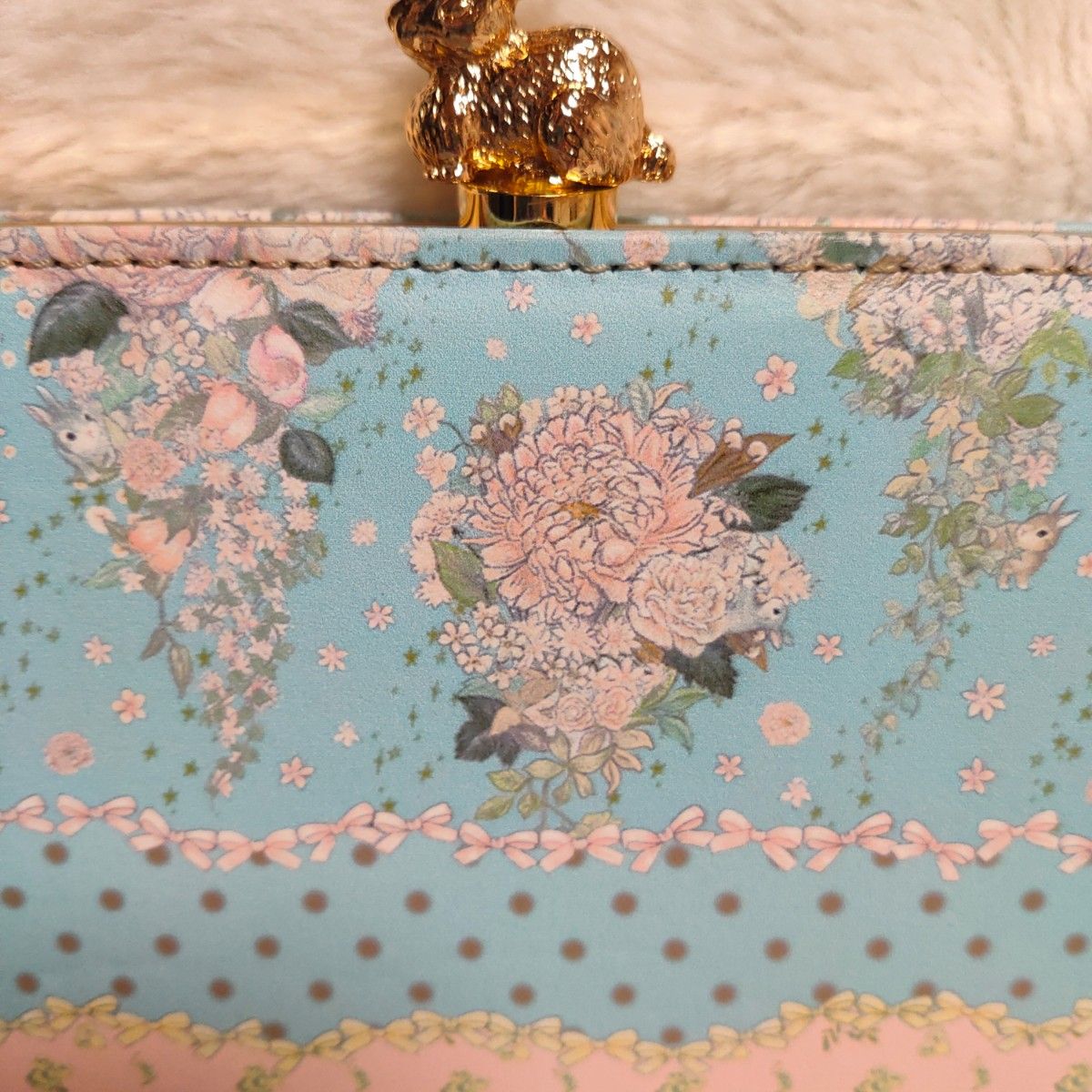 新品未使用 フランシュリッペ 長財布 うさぎ ブーケ 花柄 リボン ゆめ