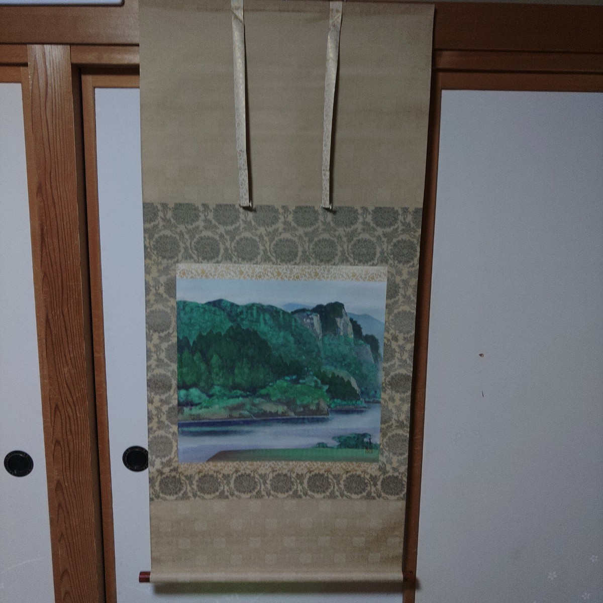 真筆 新潟県日本画家 日本美術院同人 小島丹漾作 三条八木鼻の風景