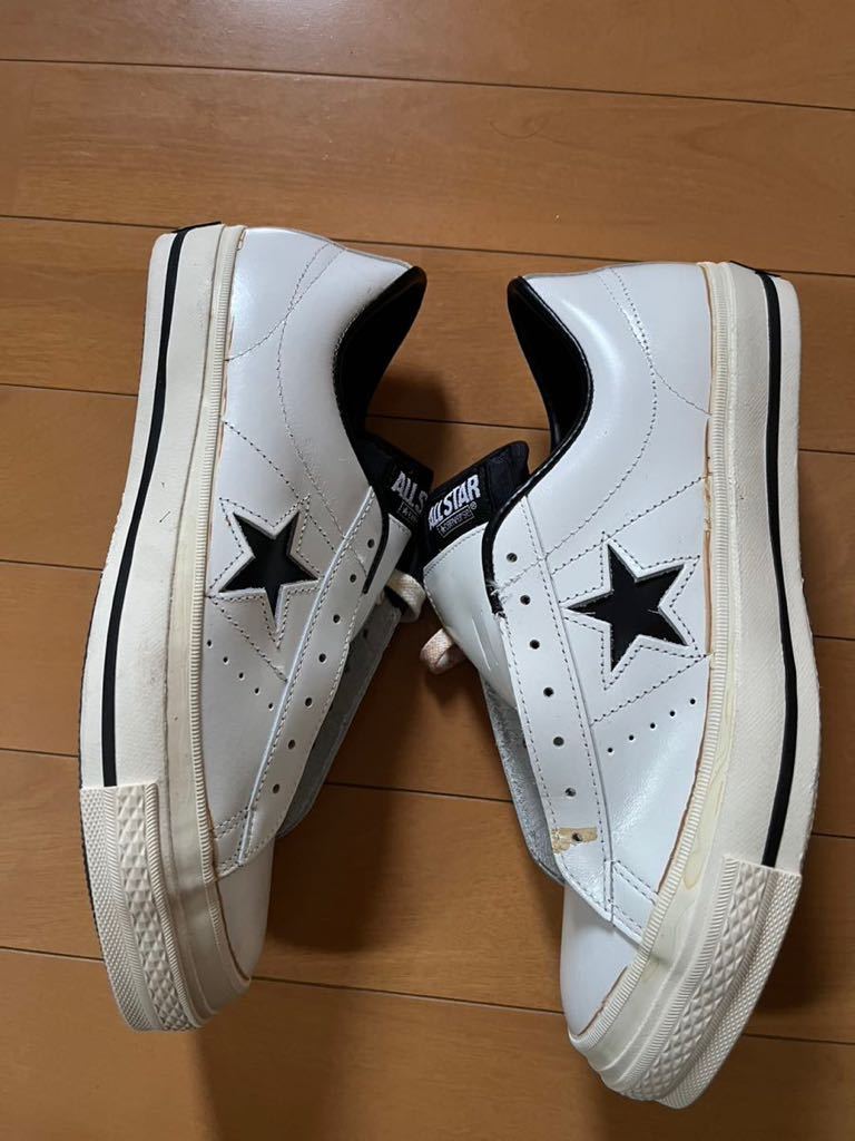 デッドストック コンバース 90s レザー 白×黒 ワンスター OX