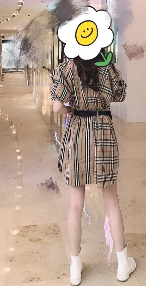 Burberry バーバリー シャツ ワンピース ストライプ チェック 14Y