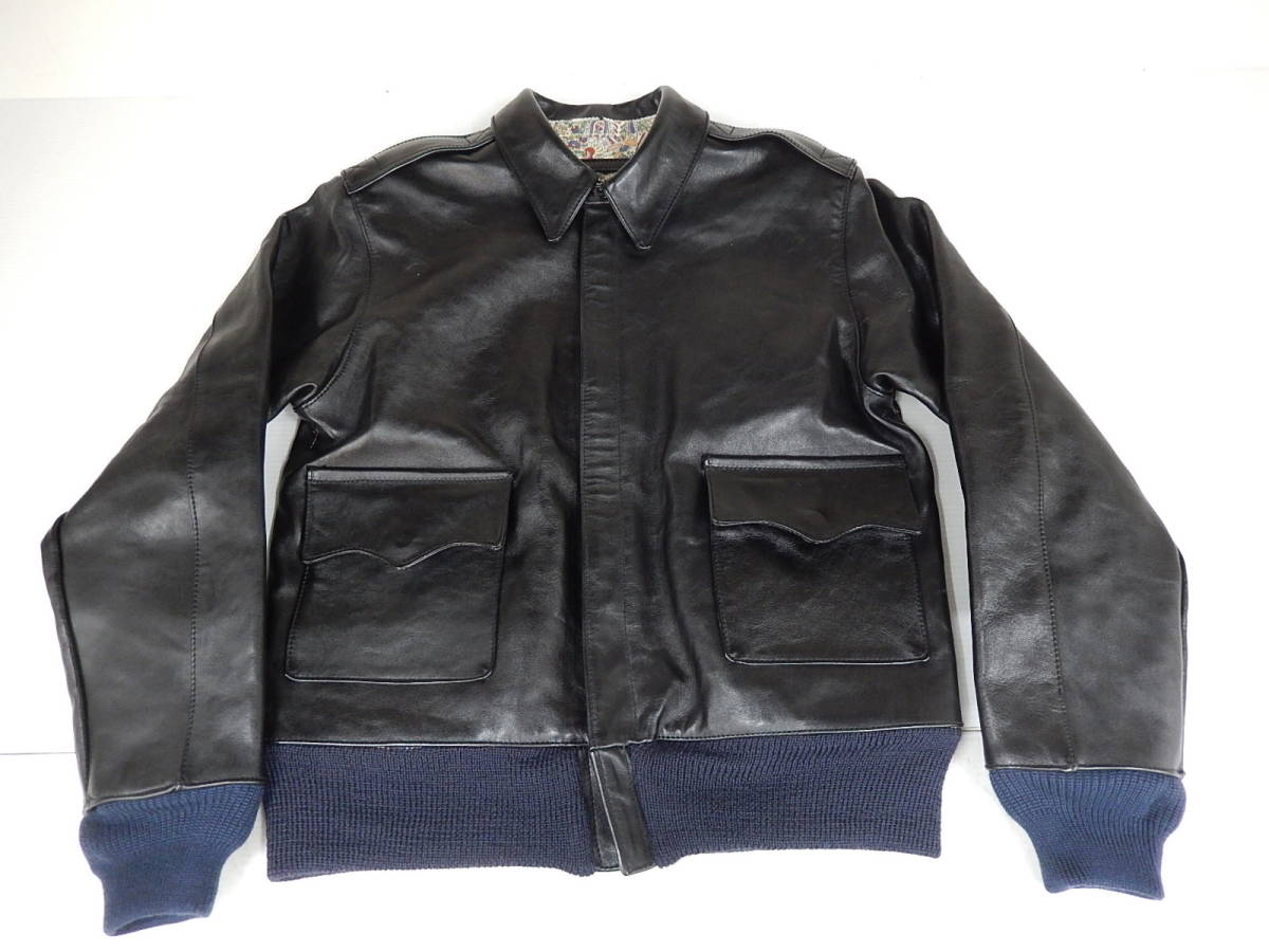 EVISU A-2 フライトジャケット 黒 サイズ38 内側ペイズリー柄 エヴィス