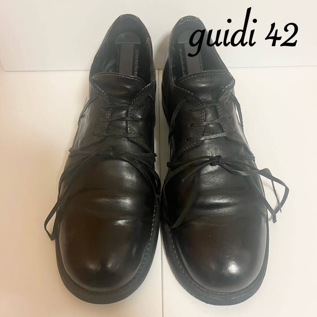 1円〜 GUIDI 短靴 CLASSIC DERBY 992 レザーシューズ 42 プレーントゥ