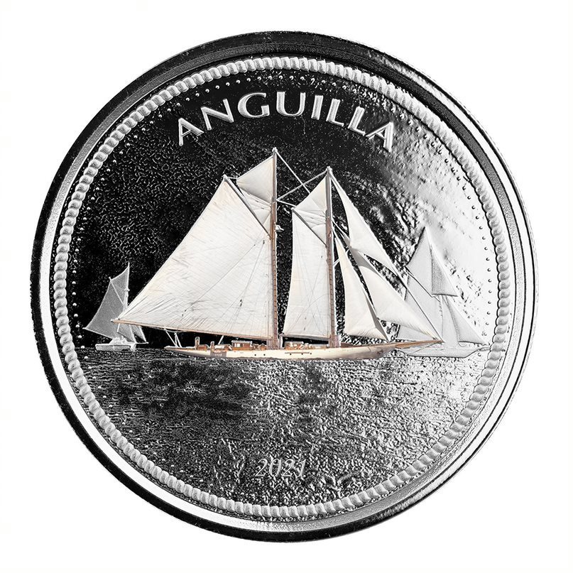 [保証書・カプセル付き] 2021年 (新品) アンギラ「帆船」純銀 1オンス カラー 銀貨_画像2