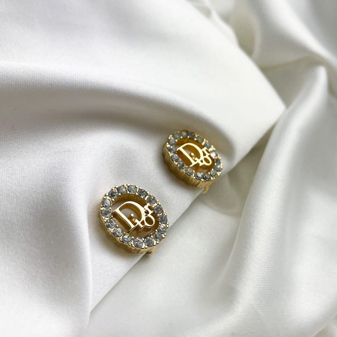 石見銀山 【極美品】 Christian Dior ブローチ ロゴ ラインストーン 