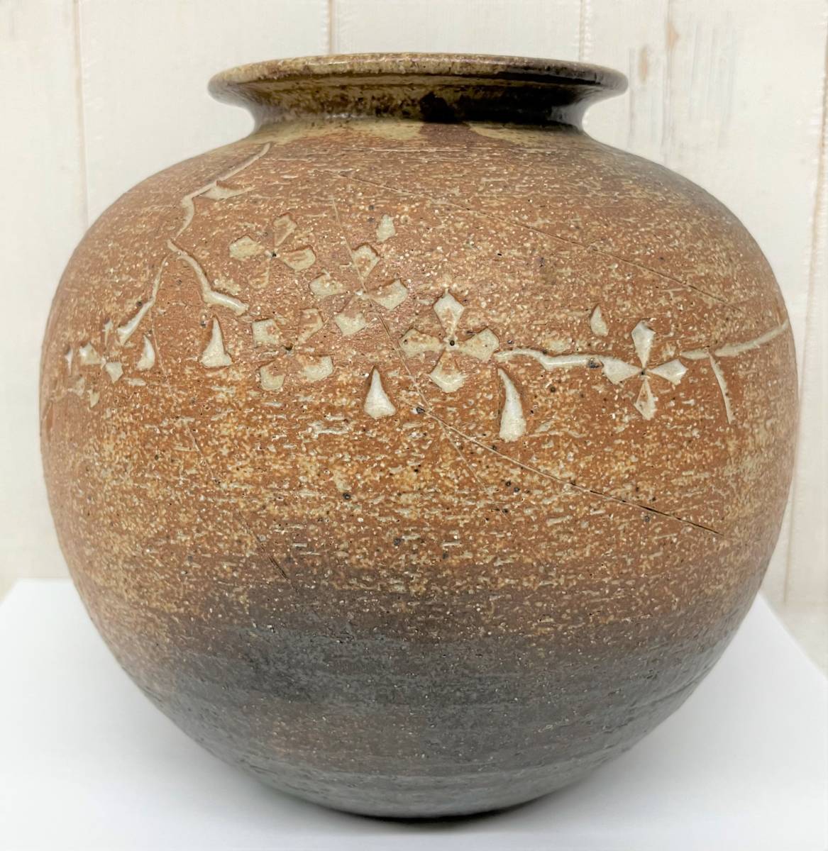 在銘銘あり花木樹木文彫*鑑賞壺花瓶花入花生フラワーベース*花器華道