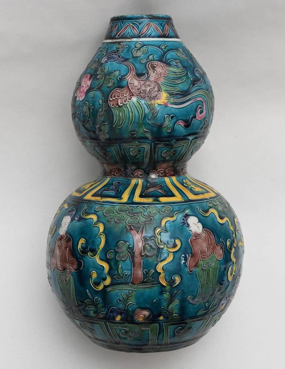 唐物 法華彩 瓢箪瓶 高さ32cm | www.annugeo.com