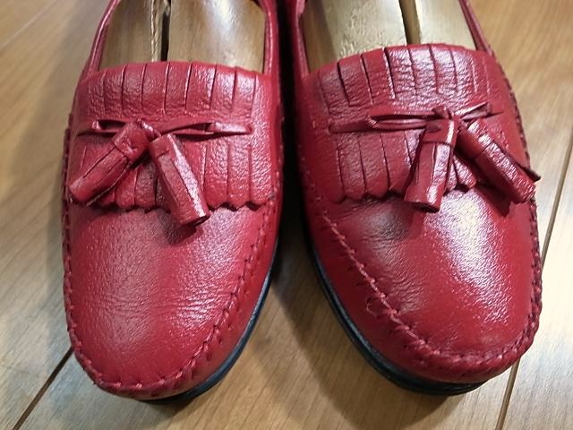  прекрасный товар dokta- шаль Dr.Scholls кожа обувь красный стеганый кисточка Loafer кожа обувь женский 9M примерно 26.
