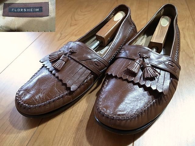 beautiful goods FLORSHEIM flow car im leather shoes quilt tassel Loafer leather shoes tea 16D approximately 34.