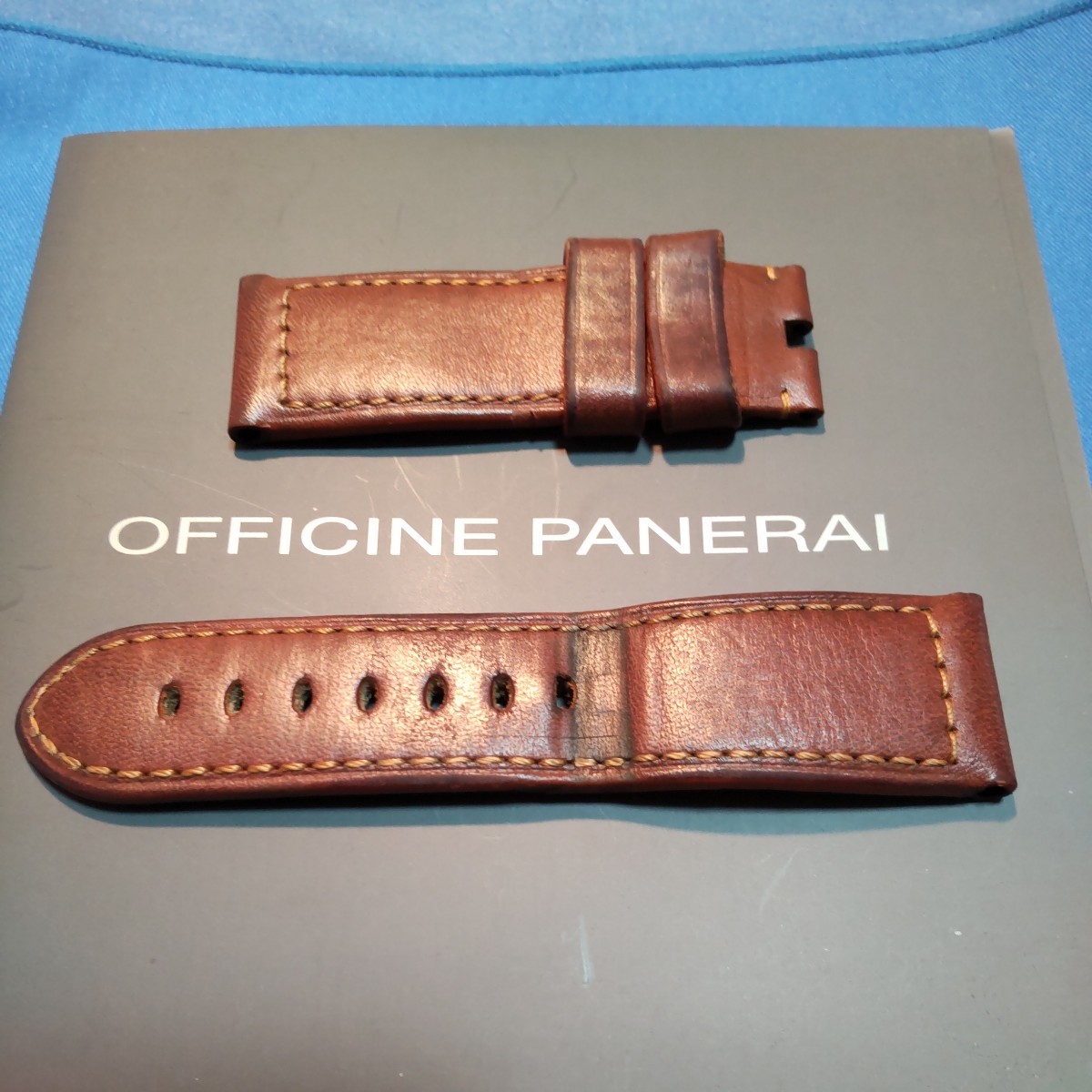 OFFICINE PANERAI オフィチーネ パネライ 純正 正規 付属品 茶 ブラウン BA 尾錠 ストラップ ベルト ラグ 幅 24mm ピン バックル 装着_画像1