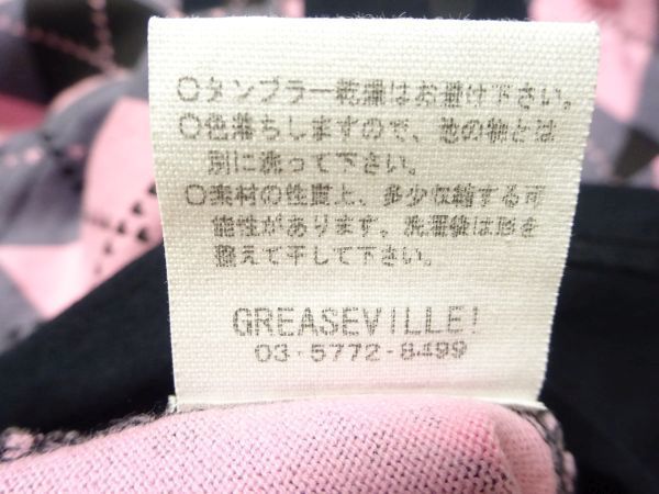 ★レア♪GREASEVILLE!★アーガイル柄長袖ポロシャツS/黒グリースヴィルロカビリー50's調長袖シャツメンズブラックピンクジャケット_画像9