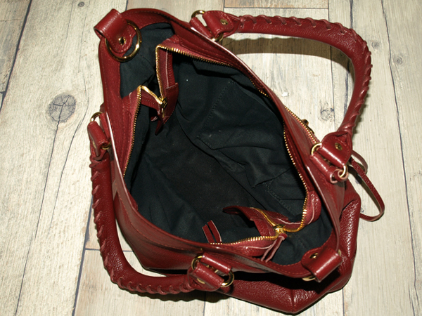 BALENCIAGA◇バレンシアガ・ラムレザー シティバッグ ◇エンジ系 美品