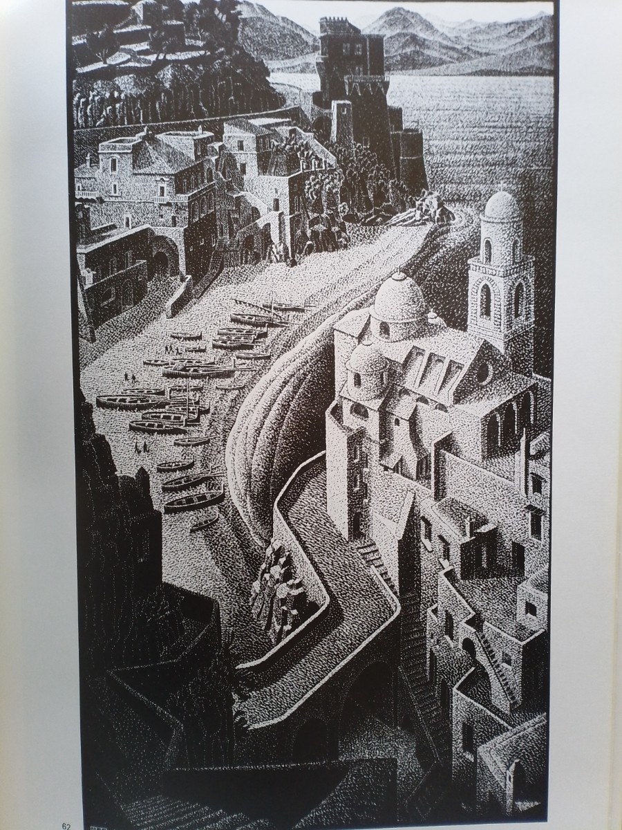 即決 洋書 マウリッツ・エッシャー 作品集 The WORLD of M.C.Escher(1971年) + 昭和51年 M.C.エッシャー展 チラシ付きトロンプルイユ騙し絵_画像3