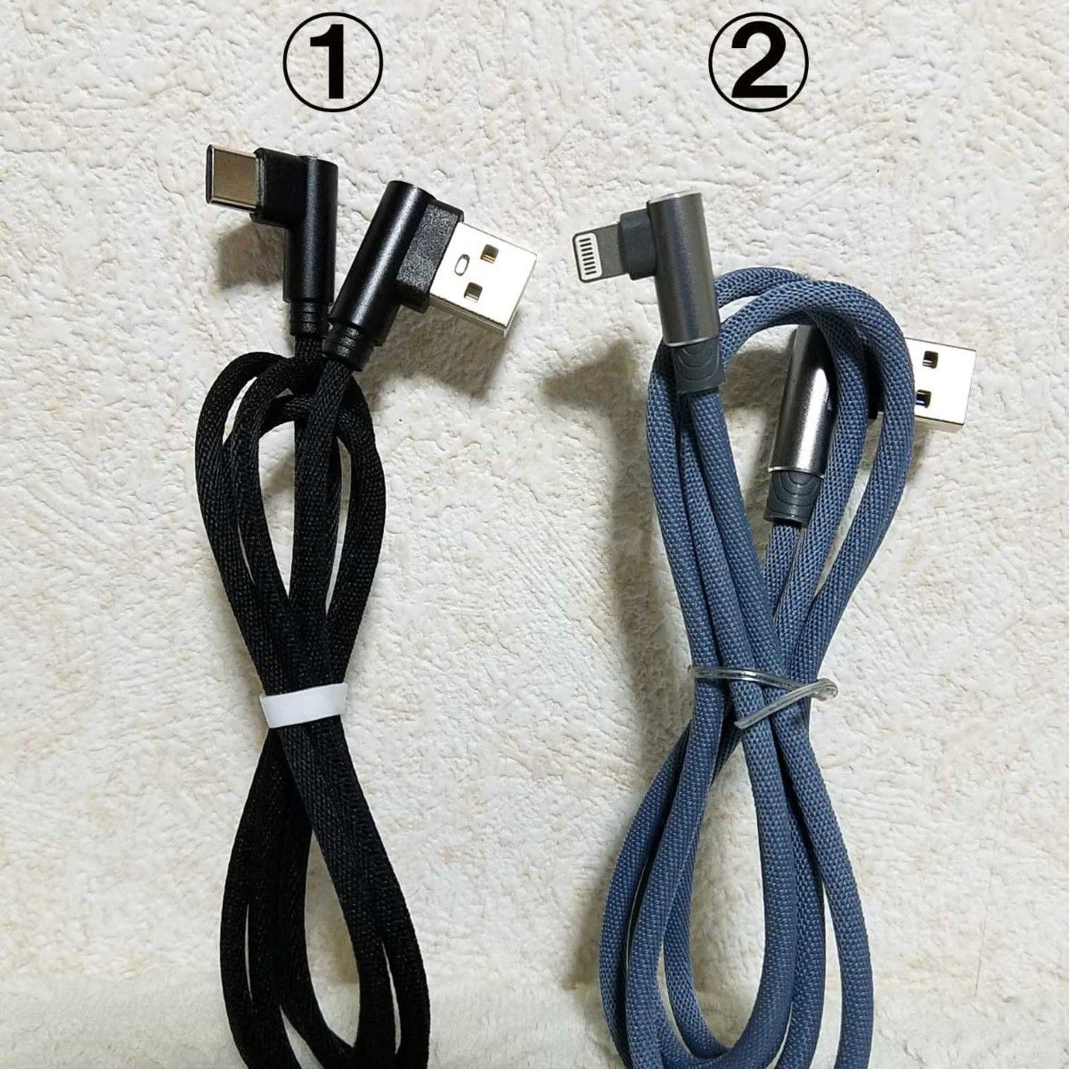 USB to LightningとUSB to TypeCのL字ケーブル★計2本