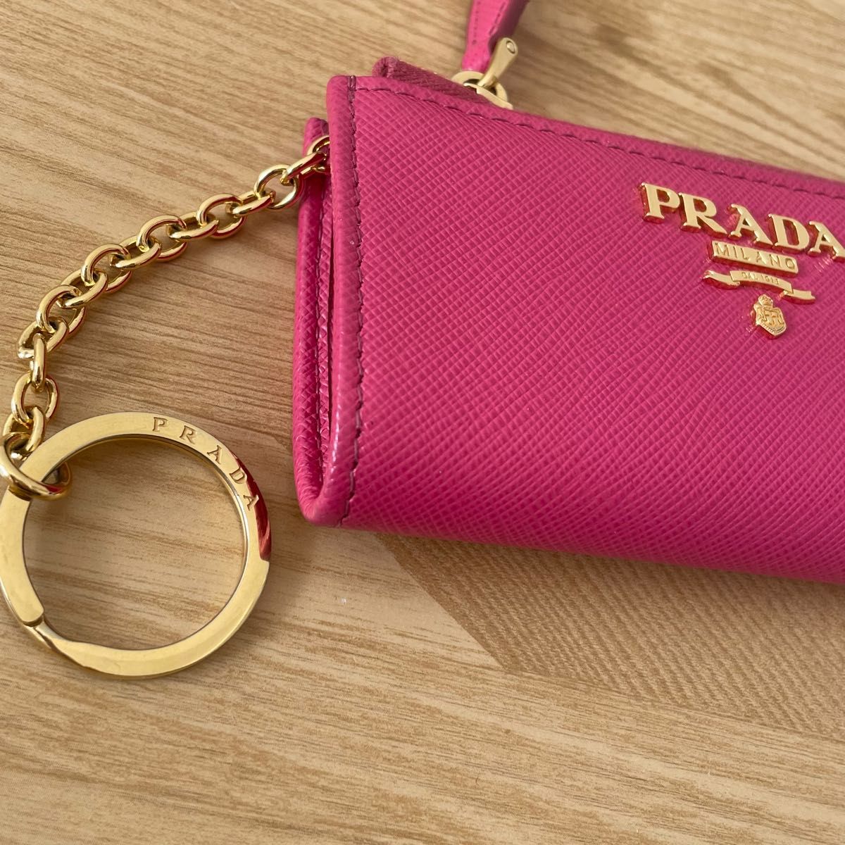 極美品 PRADA プラダ コインケース キーリング キーケース ピンク